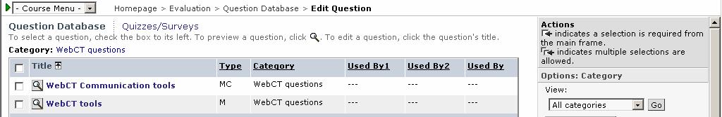 Linking the Questions to the Quiz 1. Once you have completed your questions, click on the Quizzes/Surveys link, this takes you back to the Question Database. 2.