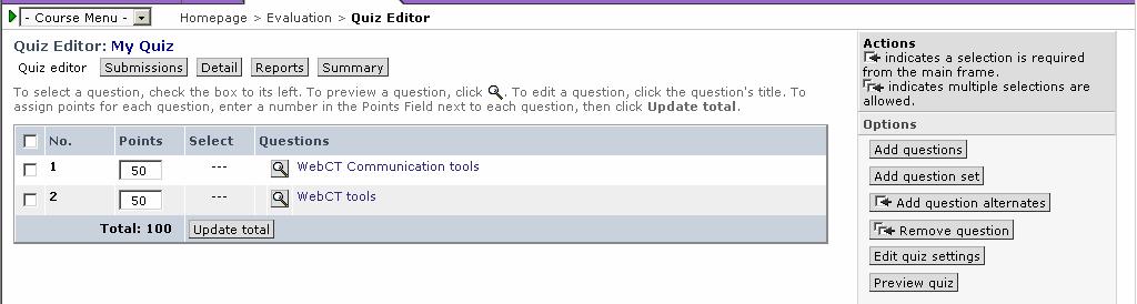 In the Basic Settings window you can select: how the questions will be delivered how long will be allowed to complete it how many attempts a student will be allowed to have when it will be made
