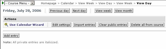 Adding Entries to the Calendar 1. Click on the date number for which you want to add an entry, this will take you to the detailed view of that date. 2.