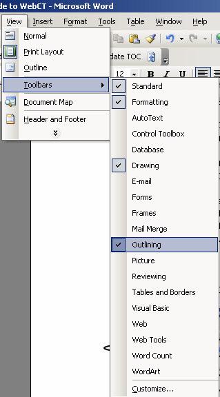 Appendix 1 Outlining Documents If you give the headings in your documents heading levels, students will be able to navigate through them using the Document Map feature, this is particularly helpful