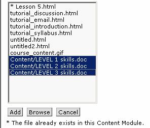 Your files are now added to the Course Content Table of Contents and you can