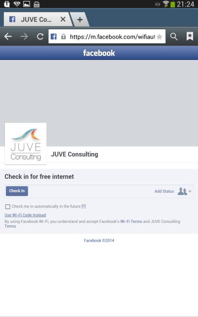 network Once connected, launching a browser will redirect us to the organization s Facebook page.