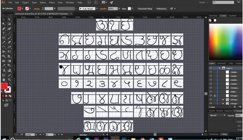 8 Width of the character Maintaining the stroke width Slightly keeping open counters for better readability Keeping in mind the basic language of Marathi and Hindi while designing the glyphs The