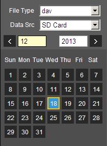 2.2.2.3 Playback File In calendar, the date with blue shading means the current date having video record or snapshot file. See Figure 2-20.