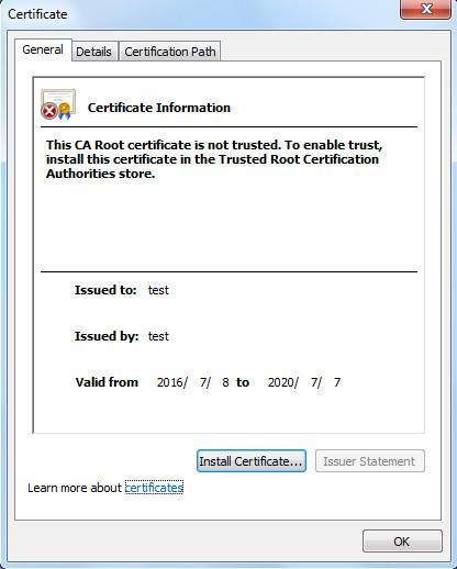Figure 3-53 2. Click Install Certificate.
