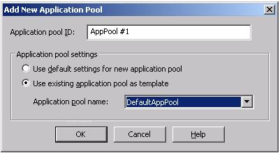 28 CHAPTER 1 Specify a name and select to use existing pool as a template and choose DefaultAppPool.