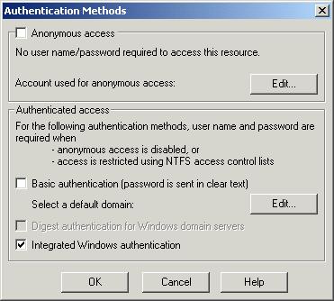 40 CHAPTER 2 5. Click Edit in the Anonymous access and authentication control frame. The Authentication Methods screen appears. 6. Uncheck the Anonymous access checkbox.