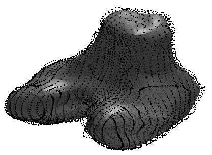 Fig. 2. The surface fitted to an unorganised point cloud.