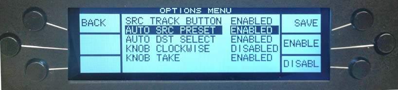 Preset, Auto Destination Select, Knob clockwise or counter-clockwise control, and Knob Take (on or off).