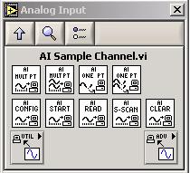 The AI Sample Channel VI requires two inputs one to select the device and another to select the channel.