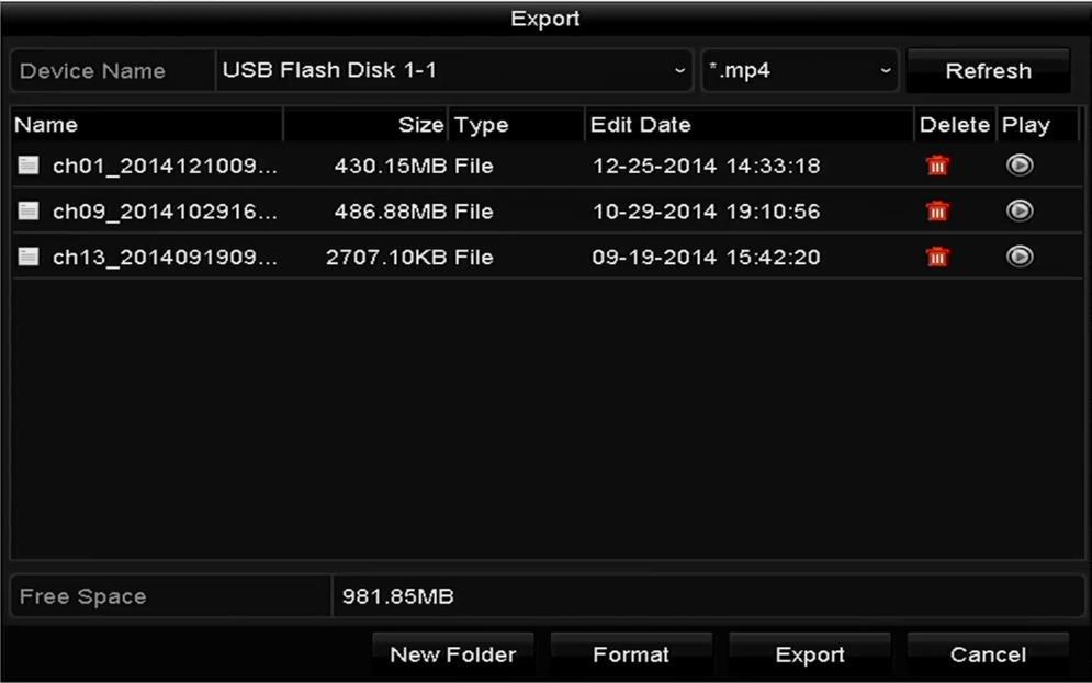 Figure 7. 2 Quick Export using USB1-1 Stay in the Exporting interface until all record files are exported. Figure 7. 3 Export Finished 4. Check backup result.