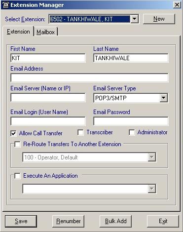 Add Fax DID information to end-user accounts 21. In the e-ivr Administration window that appears, select Voice Apps Extension Manager ( ) on the left menu pane.