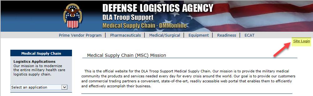 STEP 3: Access the Site Login for Single Sign On You are taken to the DMMonline Home Page (https://www.medical.dla.mil/portal/).