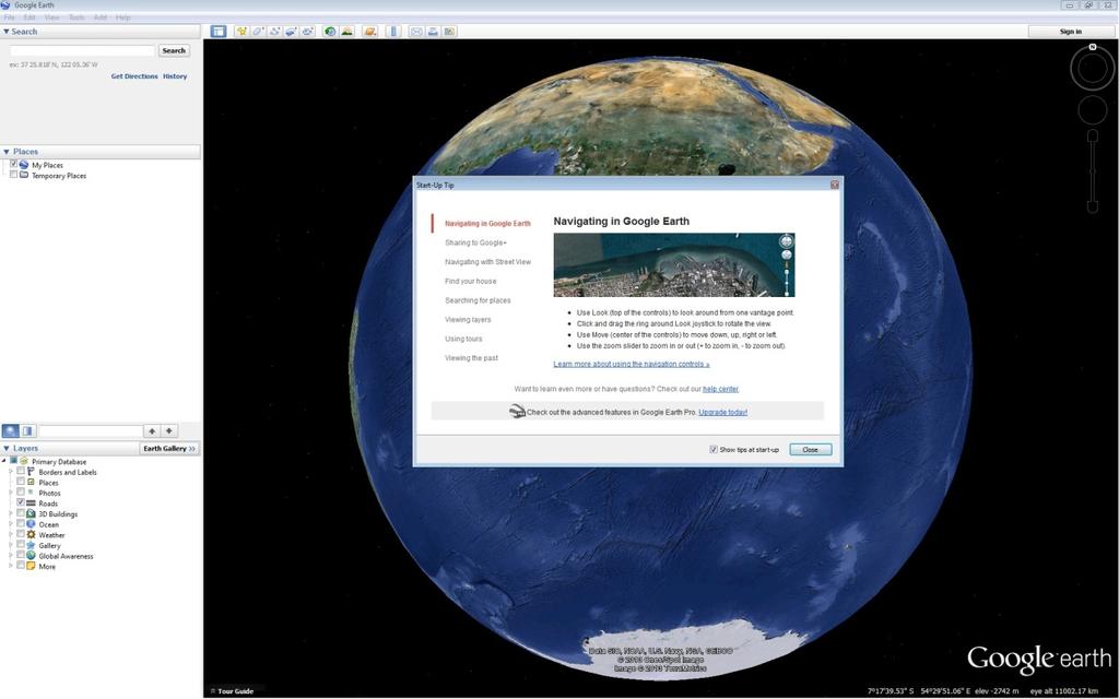 1.3 The Google Earth application will now open. 1.