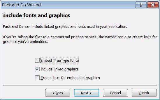 Microsoft Publisher 2010 Foundation - Page 124 For example tick the box for Embed TrueType fonts if you need to include the fonts that you