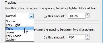 For this example select a preset option from the first drop down box under the Tracking section, i.e. select Tight option. Click on the OK button.