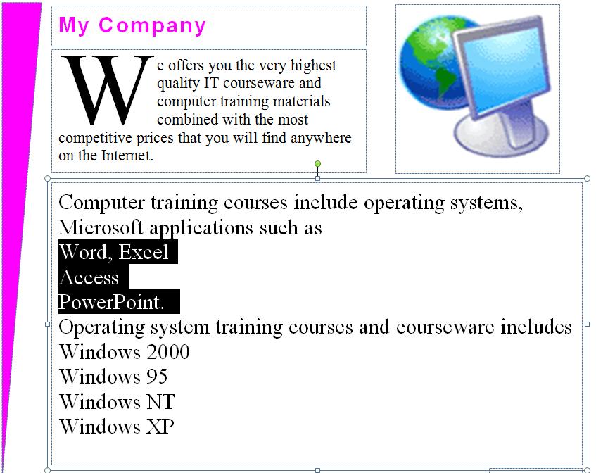 Microsoft Publisher 2010 Foundation - Page 37 Click on the