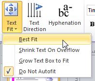 OR Select the Grow Text Box to Fit to increase the size of the text box until there is no text in overflow. For this example select the Best Fit command.