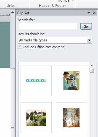 To insert clip art into your publication, click on the Insert tab and select the Clip Art command.
