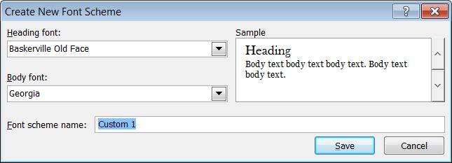 Microsoft Publisher 2010 Foundation - Page 85 Select a font for headings from the Heading font drop down list, for example select the Berlin Sans FB font (or some other font if this one is not