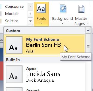 Enter a name for your new font scheme in the Font scheme name box, i.e. enter My Font Scheme and then click on the Save button. This will create and save your font scheme.