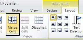 Microsoft Publisher 2010 Foundation - Page 93 Selecting tables To select a table in your publication page, click within the table.