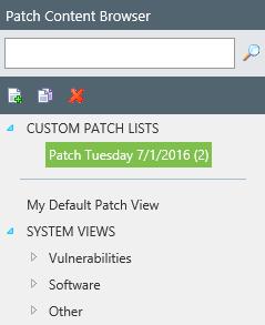 4. From the Patch Content Browser, select your custom patch list. 5. Select all patches in the list, and then click Update Cache.