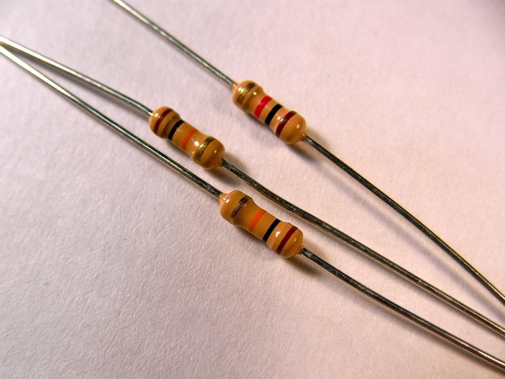 Resistors Brown-Black Red = 1000Ω = 1kΩ