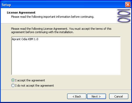 License Agreement Screen:- On clicking the Next Button in the above screen the following screen appears. It contains the License Agreement.