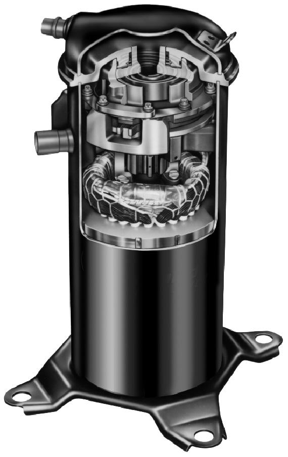D FEATURES COMPRESSOR Scroll Compressor Compressor features high efficiency with uniform suction flow, constant discharge flow and high volumetric efficiency and quiet operation.