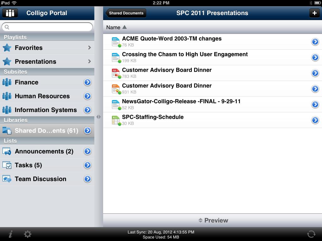 The subfolder name displays at the top of the screen [SPC 2011 Presentation].