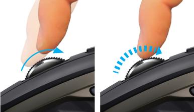 Press down on the wheel to switch between two scrolling modes: hyperfast and click-to-click.