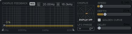 CHORUS DELAY CHORUS DELAY MIX Delay Mix sets the amount of delay that is mixed into the CHORUS effect. CHORUS Mix sets the balance between the source signal and the pitching effect.