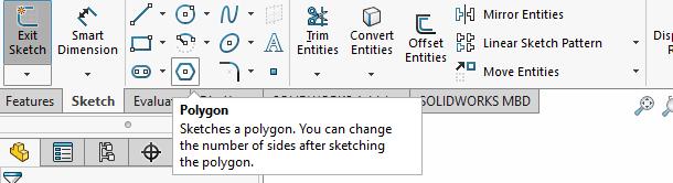 Note that once you have selected the polygon tool you can change the parameters in the boxes on the left of the