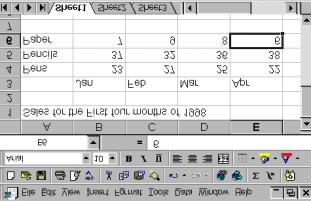The opened spreadsheet should display data something similar to below. ENTERING A FORMULA Formula cells create calculations on the contents of other cells (e.g. Totals or Averages).