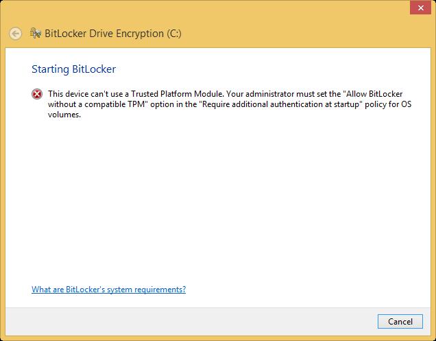 Slika 3.6.1.2 Dodatna podešavanja prije BitLocker uključivanja Potrebno je otvoriti fajl gpedit.