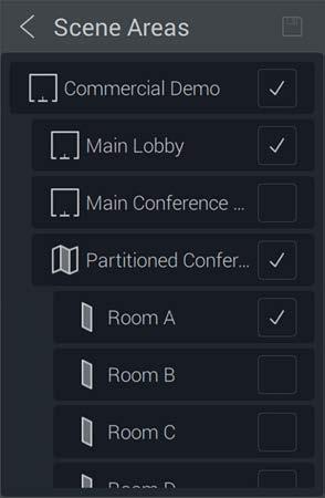 EQUINOX: CREATING AND EDITING SCENES IN SETTINGS (continued) 5. ROOMS: Press Manage and select the rooms where the scene will be accessible/visible. 6. ACCESS: Determine who has access to the scene.