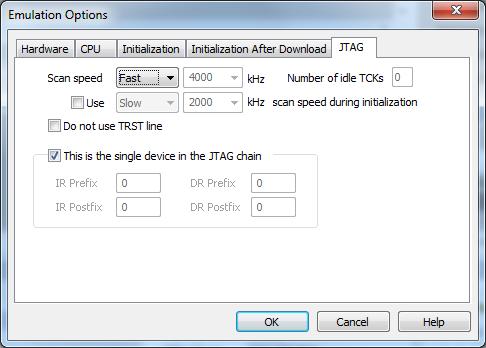 2.3 JTAG Scan Speed Scan speed JTAG Scan Speed definition The JTAG chain scanning speed can be set to: Slow - long delays are introduced in the JTAG scanning to support the slowest devices.