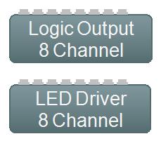 In Logic mode Logic 1 on = open Logic 0 on logic input =closure Up to 16 channels In LED Driver mode Logic 1 on = Up to 24V/500mA Logic 0 on logic input = Short to ground Logic Output/LED Driver