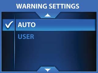 4 Operation Warning settings Select the warning distance in this section. Two settings are available: automatic or user.