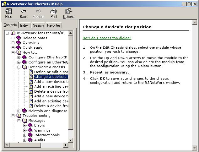 The contents pane of the help window is updated, displaying a step by step procedure for completing the selected task.