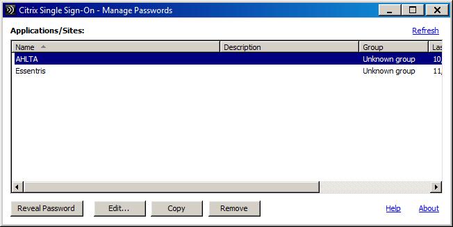 To manage your SSO wallet click on the Citrix Password Manager icon. This will allow you to modify your stored credentials for your application.
