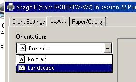 printing preferences (Landscape/Portrait, Duplex settings).