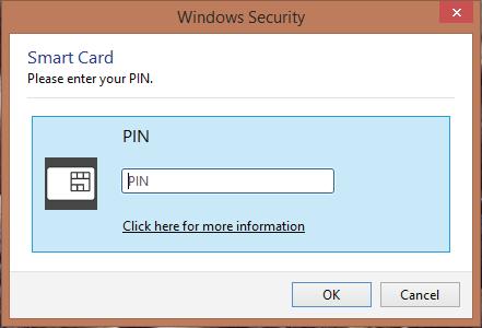 ActivClient Login or Windows Security Smart Card box will now be displayed. Enter your pin and click OK.