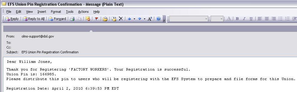 Registration Confirmation will display on the screen.