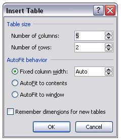 7 Here is an example of a table: To create a table in Microsoft Word: 1. Select the Insert tab and click on the Table button. 2.