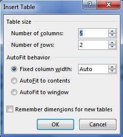 7 To create a table in Microsoft Word: 1. Select the INSERT tab and click on the Table button. 2.