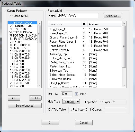 Padstack Table The Padstack Table dialog (Tables > Padstacks) is updated. The Padstack Table dialog is now resizable.