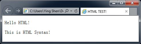 HTML Example <!DOCTYPE html> <html lang = "en"> <head> <title>html TEST!