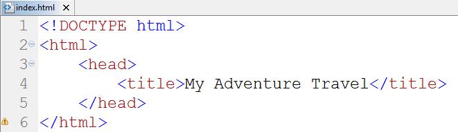 Start an HTML5 Document Type <title> follows by a title text for your page.